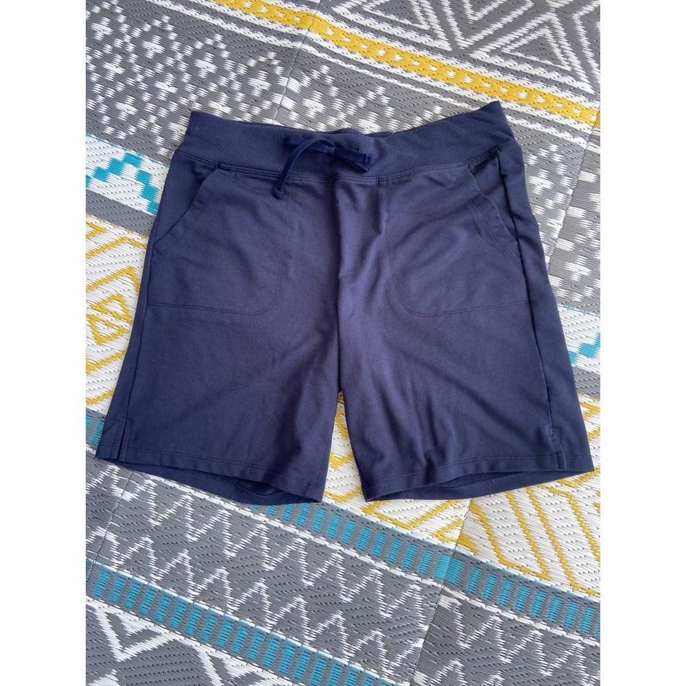 Athletic Works Womens Navy Blue Knit Shorts Drawstring Pockets Size M 8-10